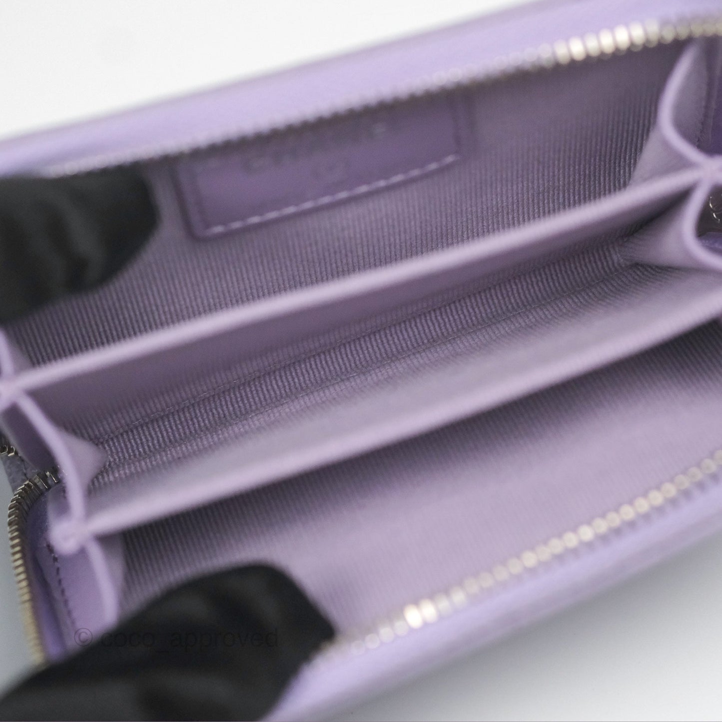 Chanel Classic Zipped Coin Purse Lilac Caviar Silver Hardware