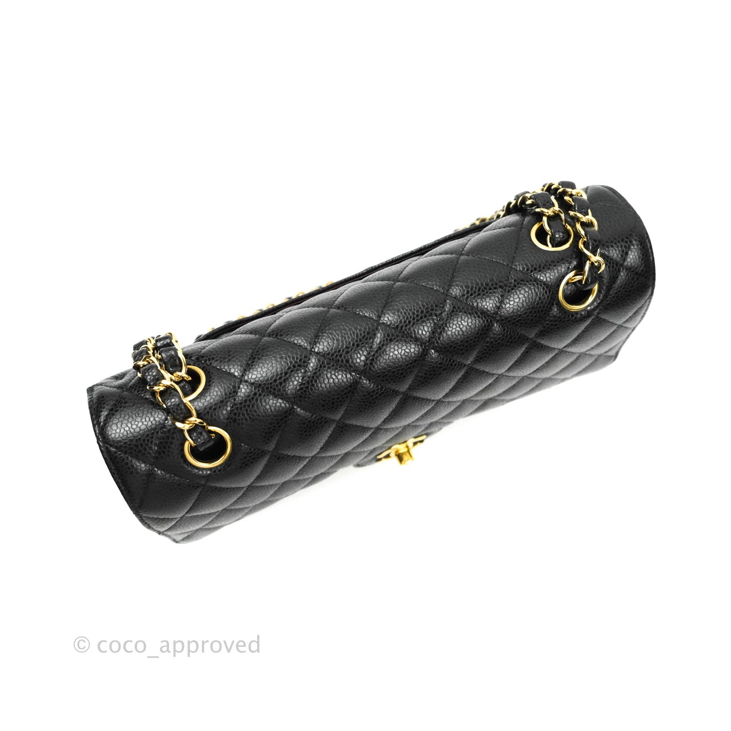 Chanel Quilted M/L Medium Double Flap Black Caviar Gold Hardware