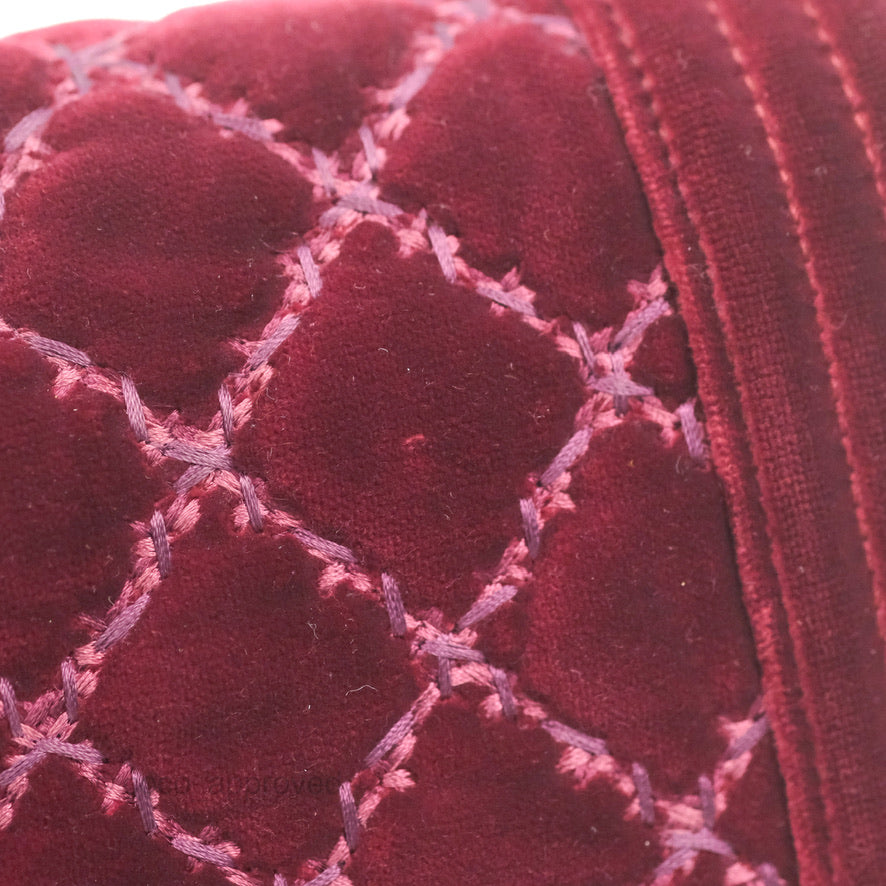 Chanel Small Boy Burgundy Velvet Ruthenium Hardware