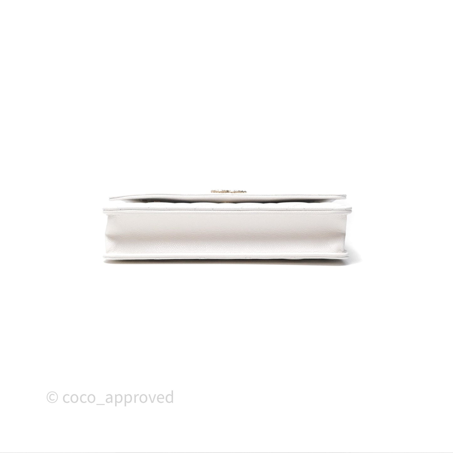 Chanel Crystal CC Wallet on Chain WOC White Caviar Gold Hardware