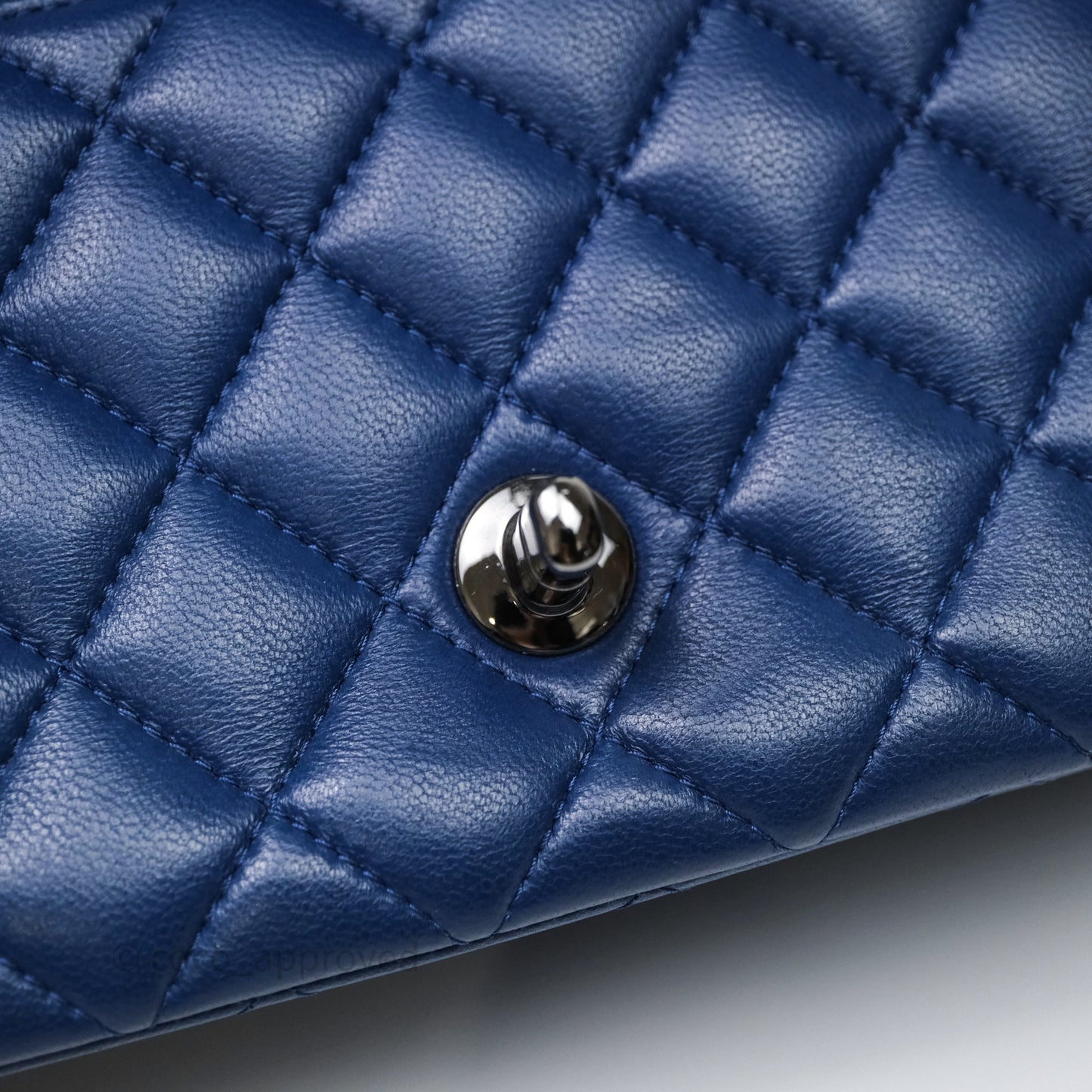 Chanel Mini Rectangular Flap Quilted Navy Lambskin Silver Hardware