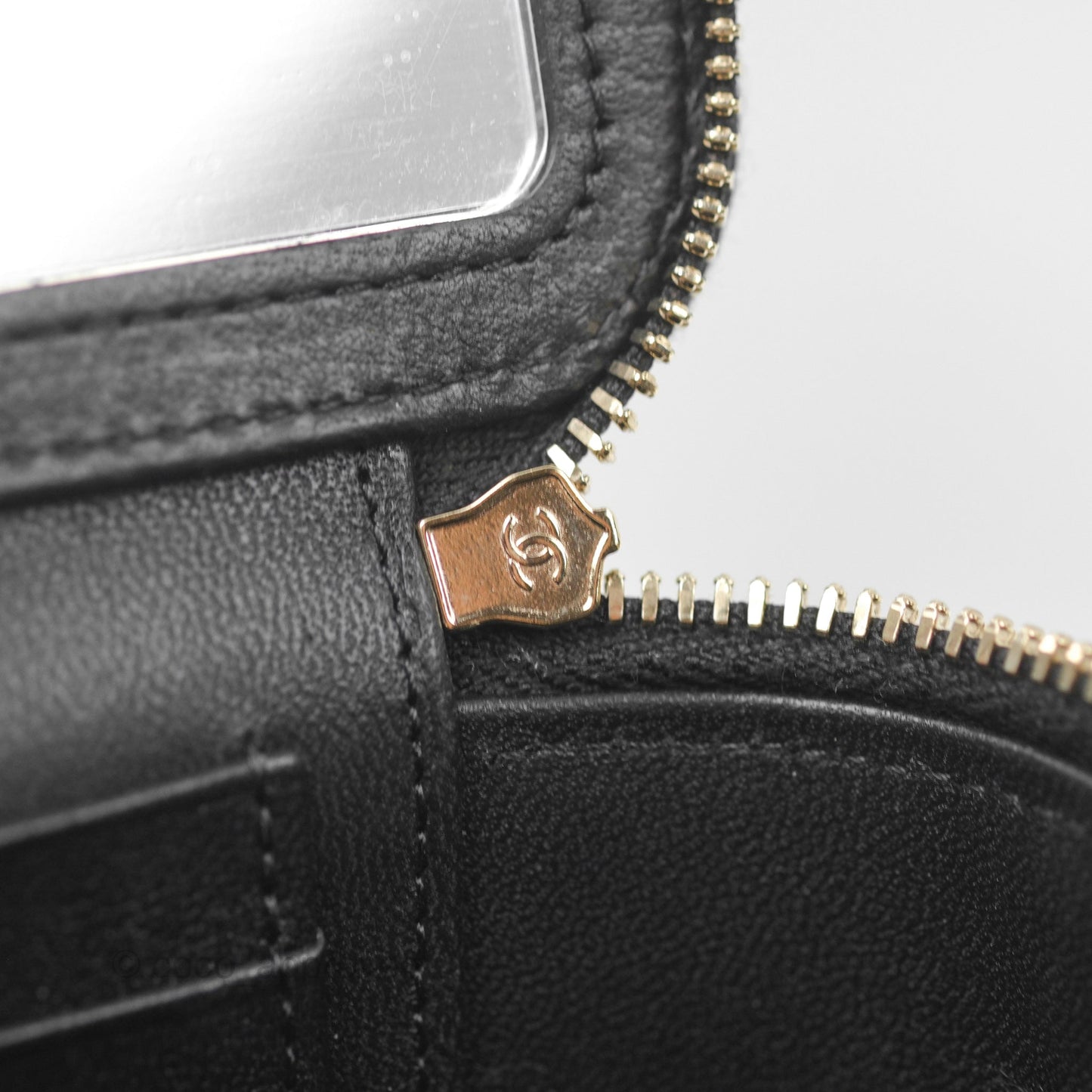 Chanel Vanity with Adjustable Chain Black Lambskin Aged Gold Hardware