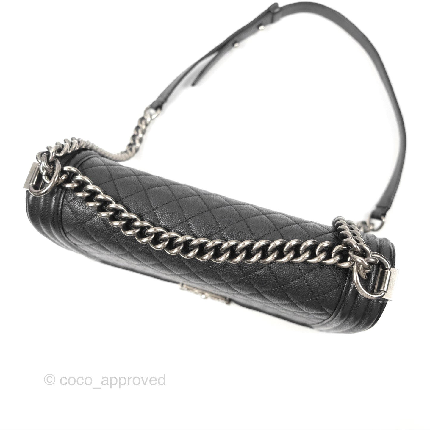 Chanel Quilted New Medium Boy Black Caviar Ruthenium Hardware