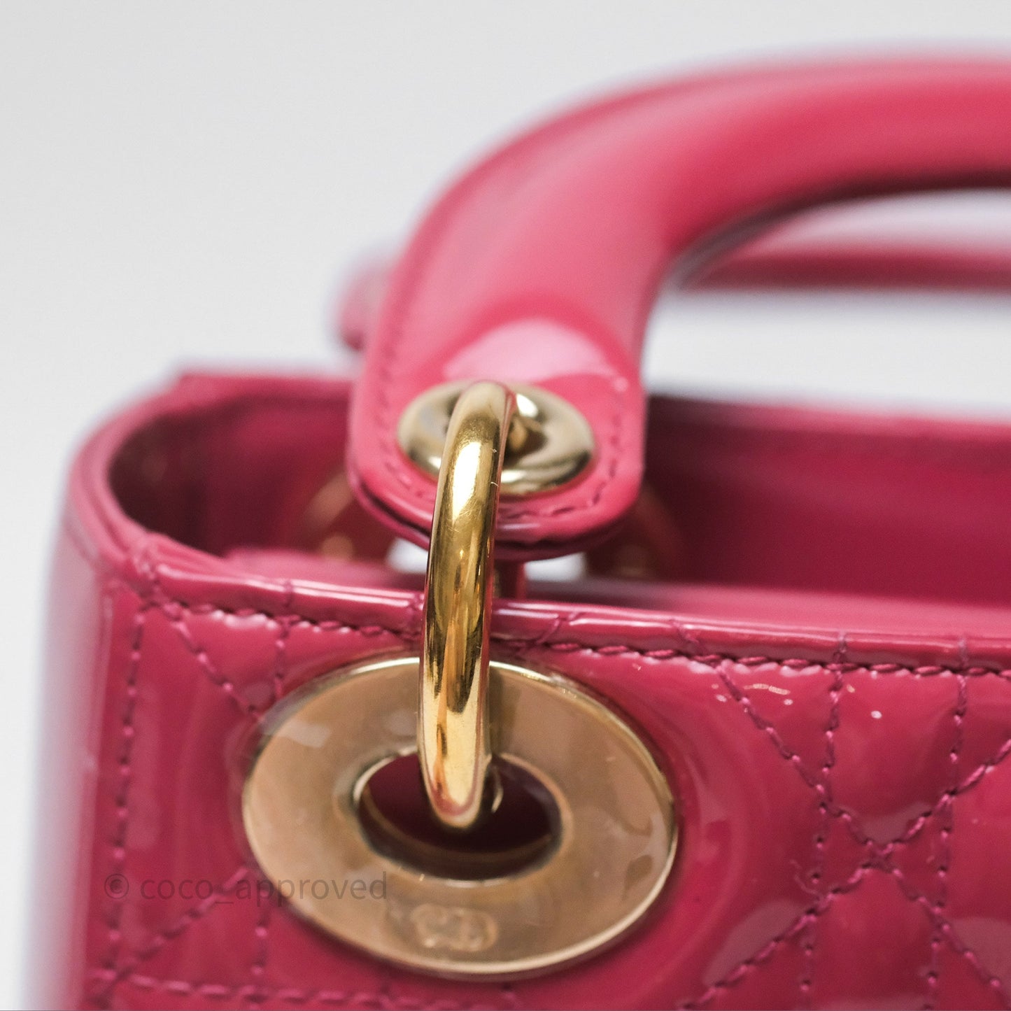 Christian Dior Mini Lady Dior Dusty Pink Patent Cannage Calfskin Gold Hardware