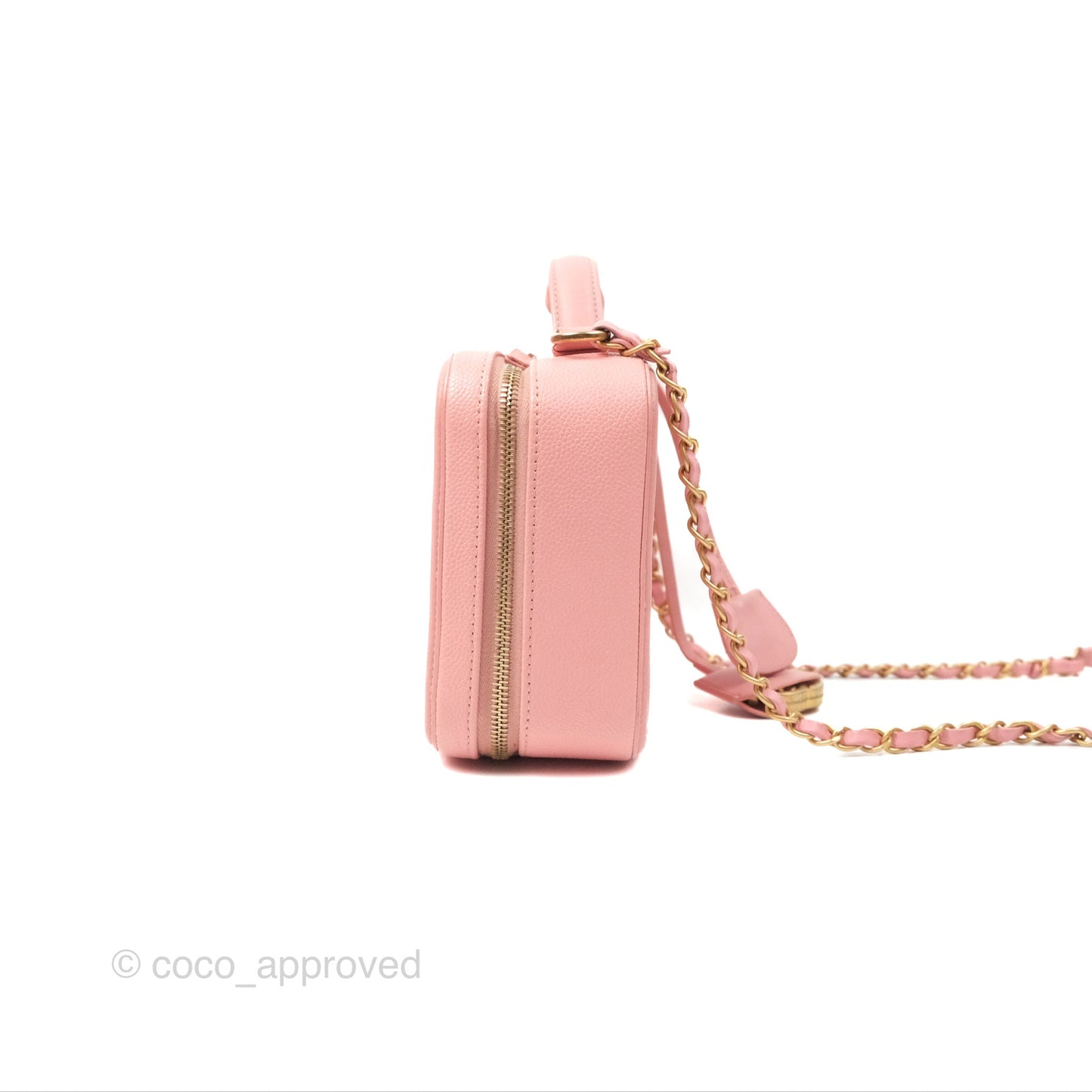 Chanel Quilted Medium CC Filigree Vanity Case Pink Caviar Gold Hardware