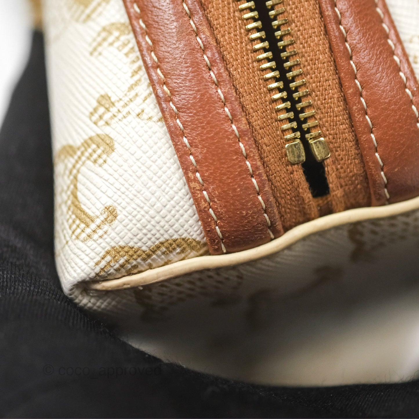 Celine Clutch With Chain Triomphe Canvas Lambskin White/Tan