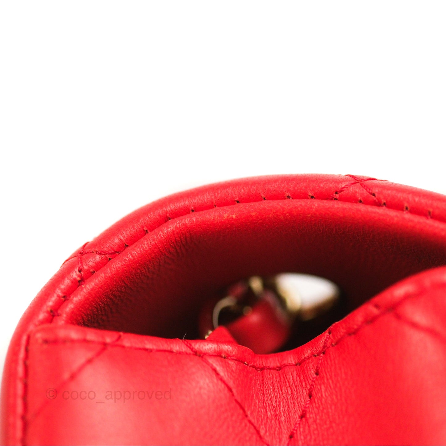 Chanel Quilted Mini Rectangular Flap Red Lambskin Gold Hardware
