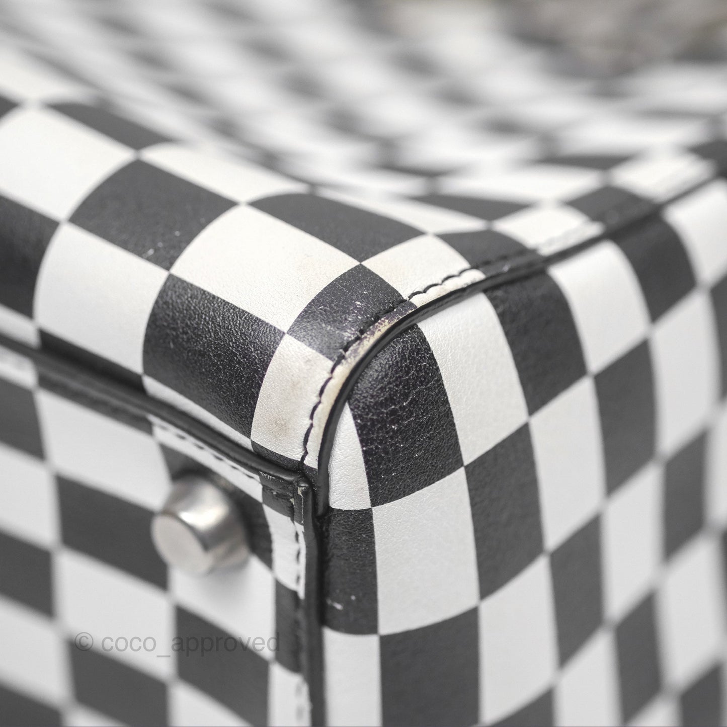 Christian Dior Medium Lady Dior Checkered Black/ White Calfskin