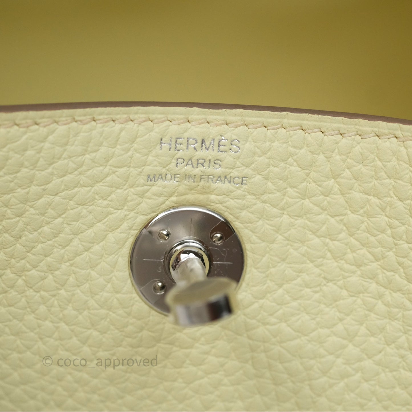 Hermès Mini Lindy II 20 Jaune Milton Clemence Palladium Hardware