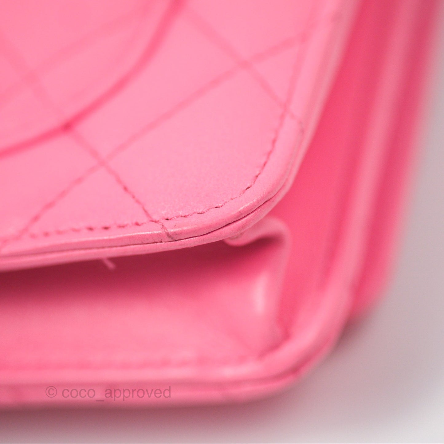 Chanel Quilted Pearl Crush Wallet on Chain WOC Pink Lambskin Aged Gold Hardware