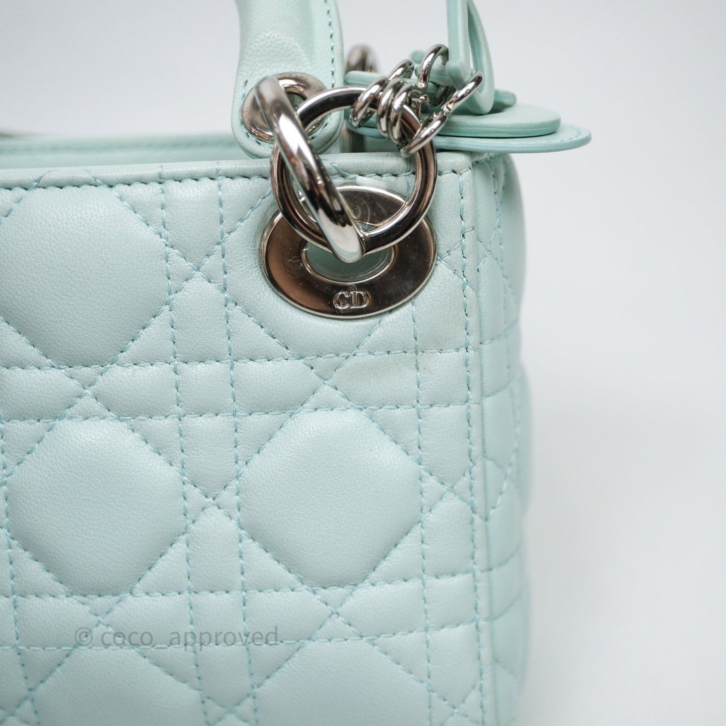 Christian Dior Mirco Lady Dior Cannage Calfskin Light Green Matte