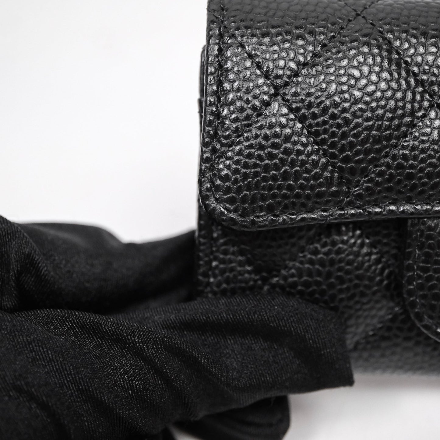 Chanel Quilted Flap Card Holder Caviar Black Gold Hardware