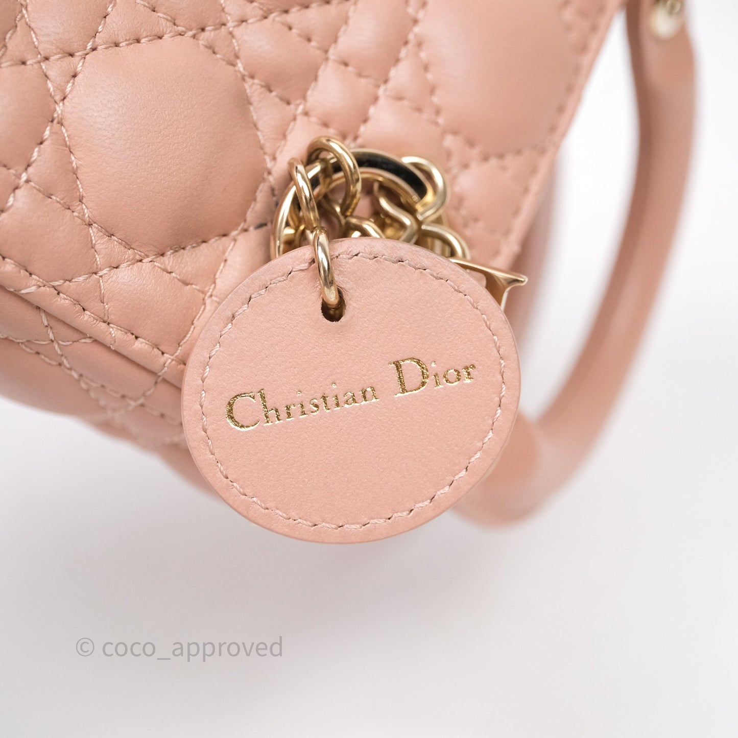 Christian Dior Micro Lady Dior Pink Beige Cannage Calfskin Gold Hardware