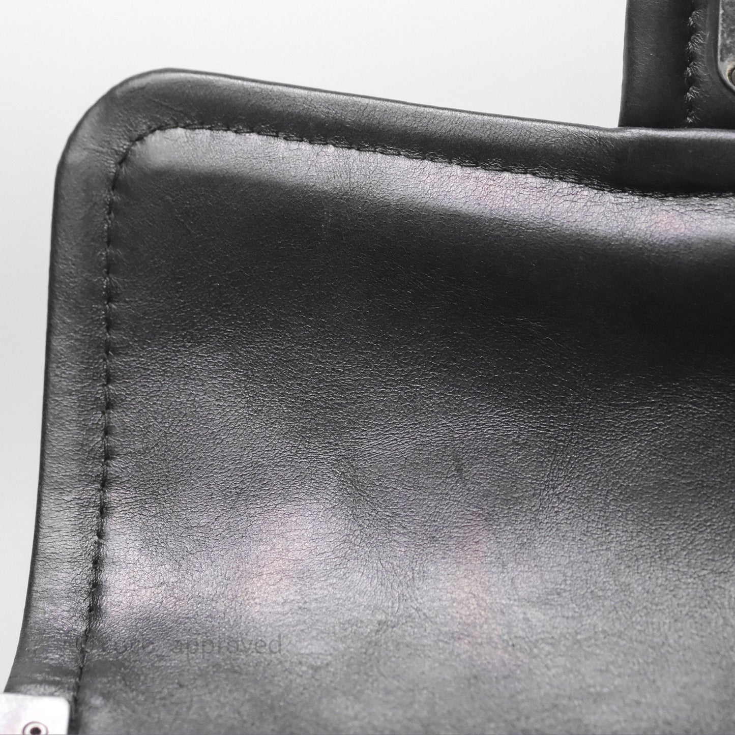 Chanel Quilted Large Prestige Top Handle Flap Calfskin Black Ruthenium Hardware