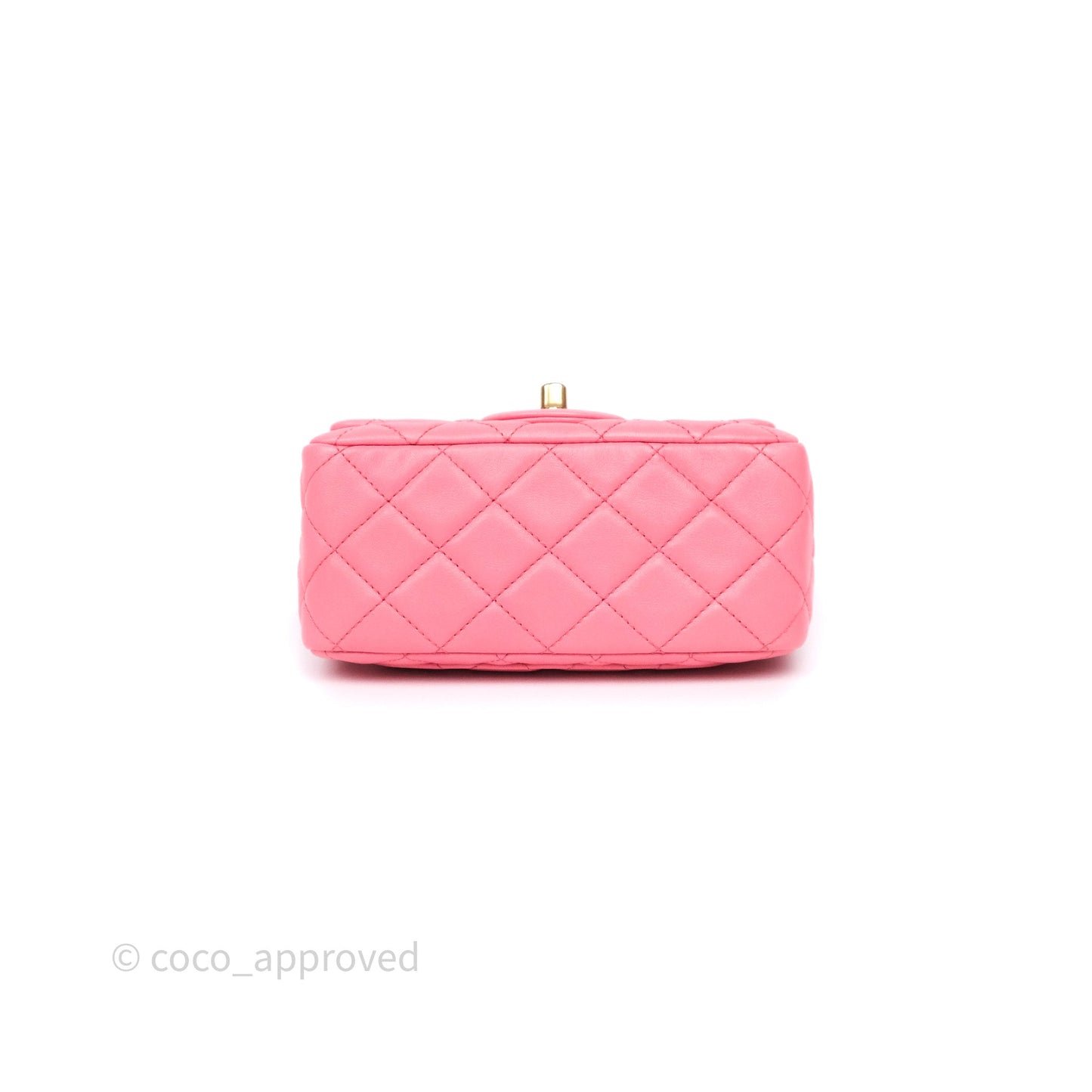 Chanel Pearl Crush Mini Square Quilted Pink Lambskin Aged Gold Hardware