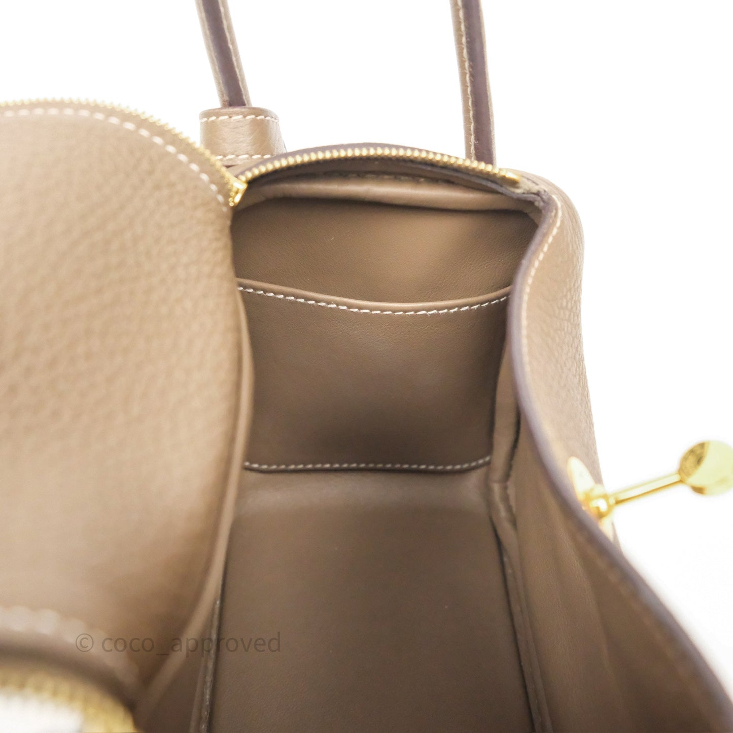 Hermès Mini Lindy 20 Etoupe 18 Clemence Gold Hardware