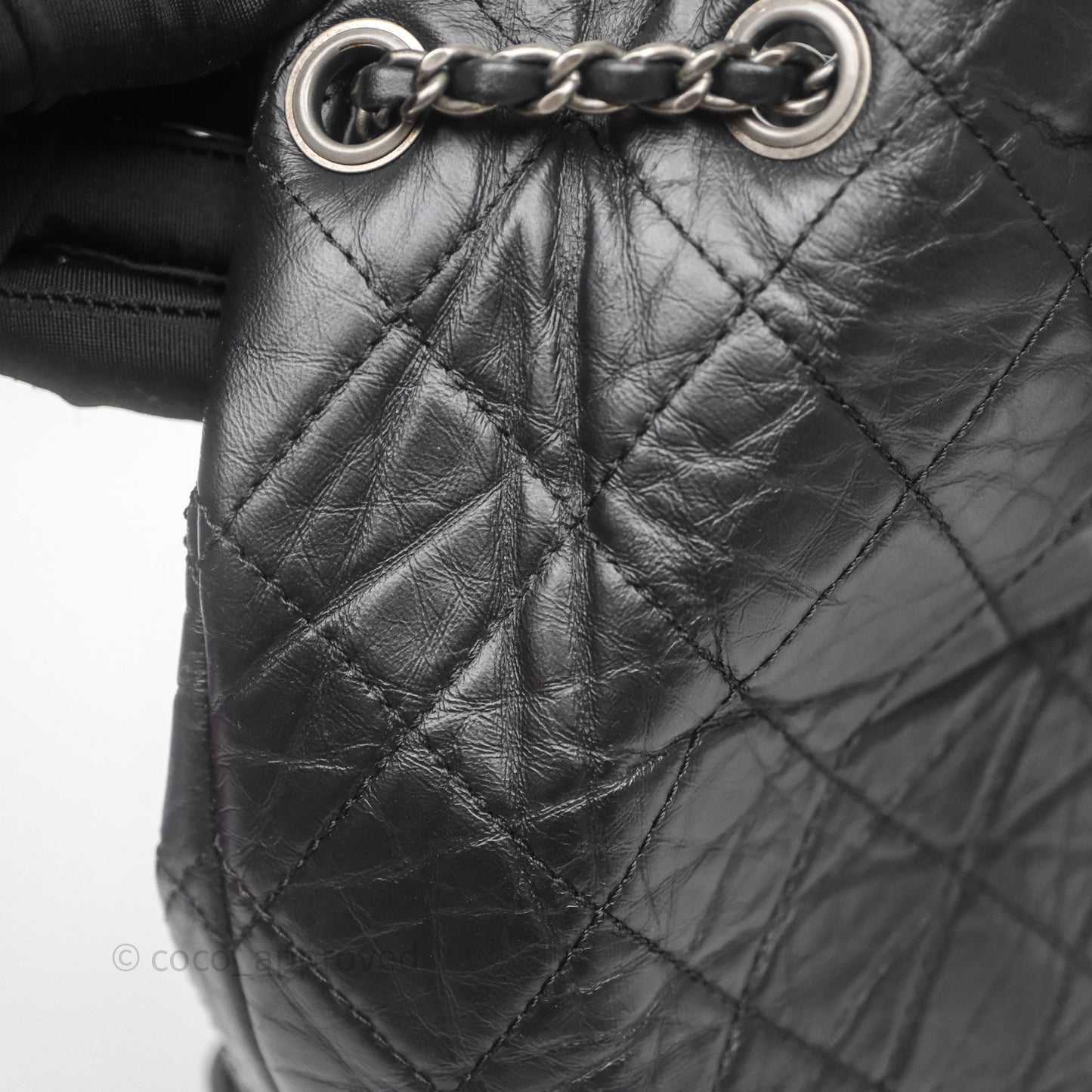 Chanel Small Gabrielle Backpack Quilted Black Aged Calfskin