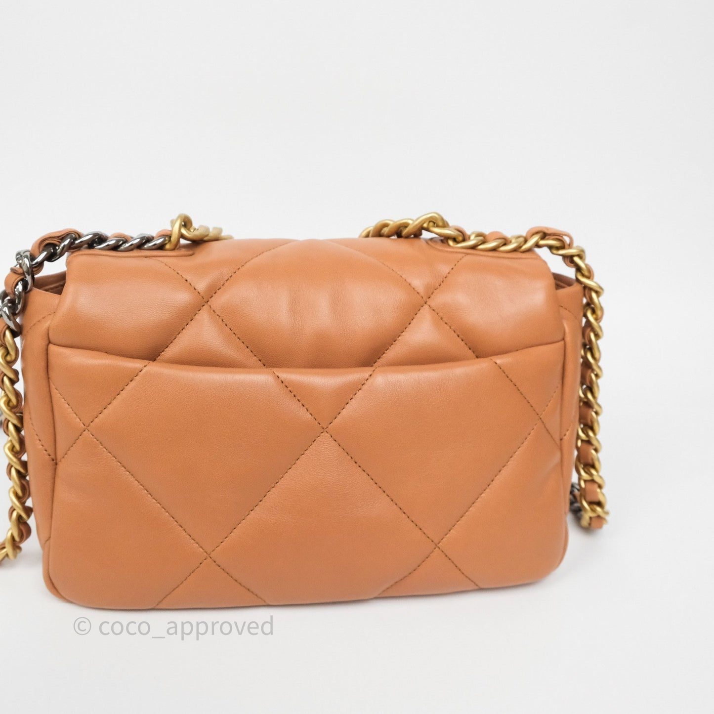 Chanel 19 Small Caramel Dark Beige Brown Mixed Hardware