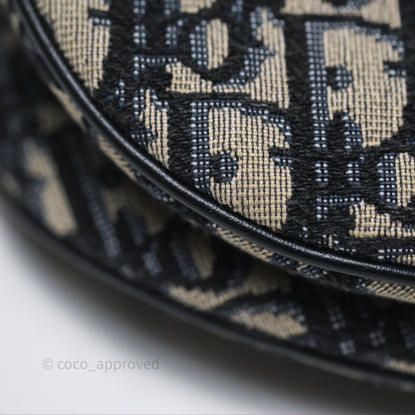Christian Dior Saddle Bag Blue Oblique Jacquard Gold Hardware