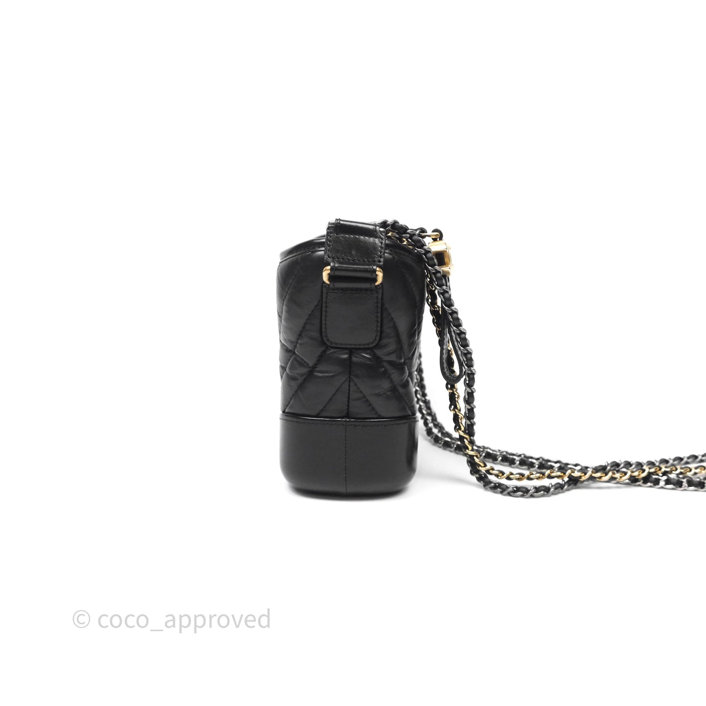 Chanel Small Gabrielle Hobo Chevron Black Aged Calfskin