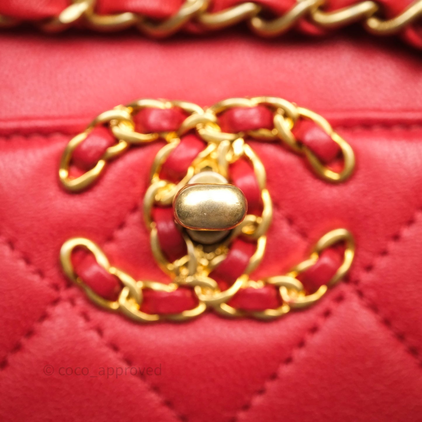 Chanel Infinity Camera Case Red Goatskin Aged Gold Hardware
