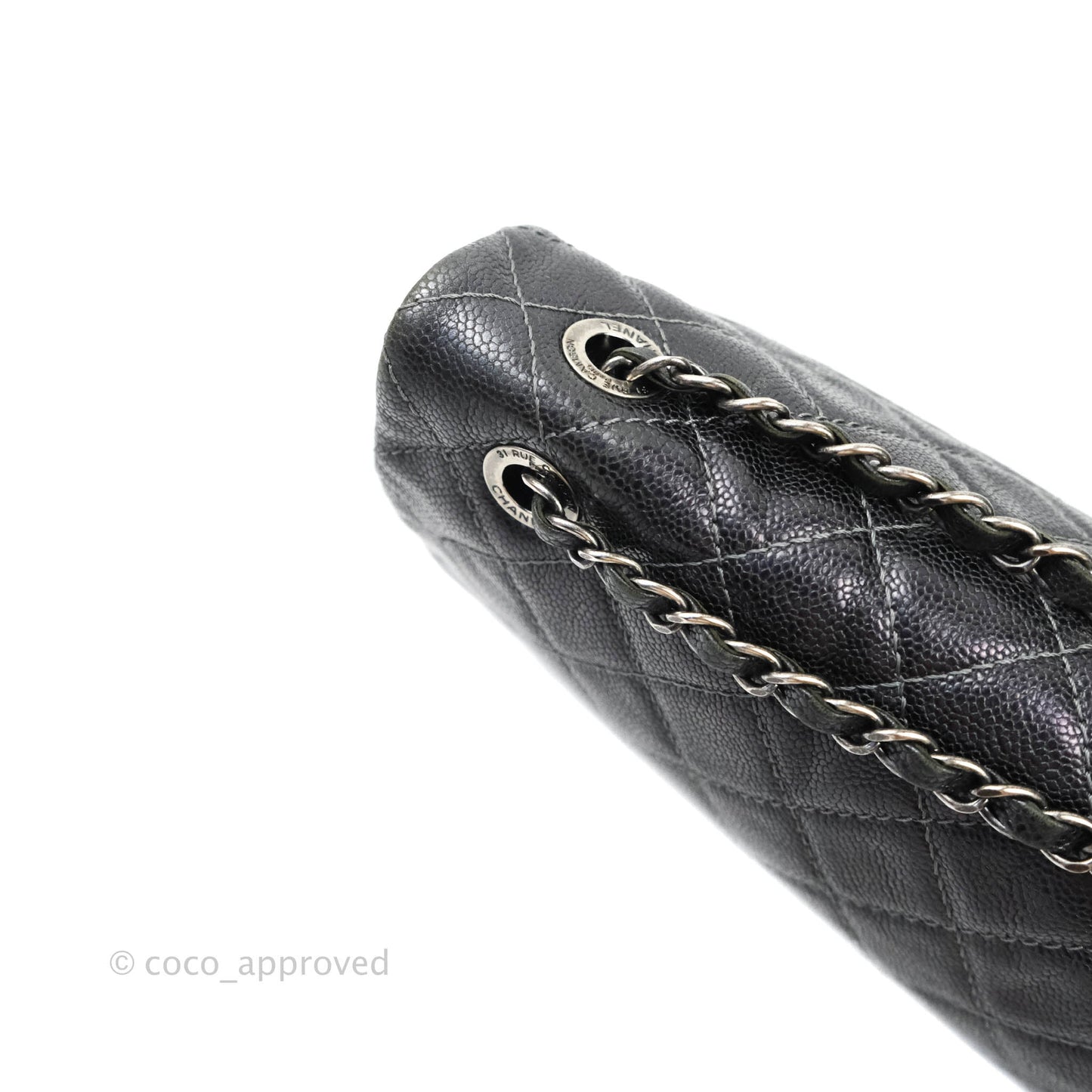 Chanel Jumbo Easy Flap Bag Caviar Dark Grey Ruthenium Hardware