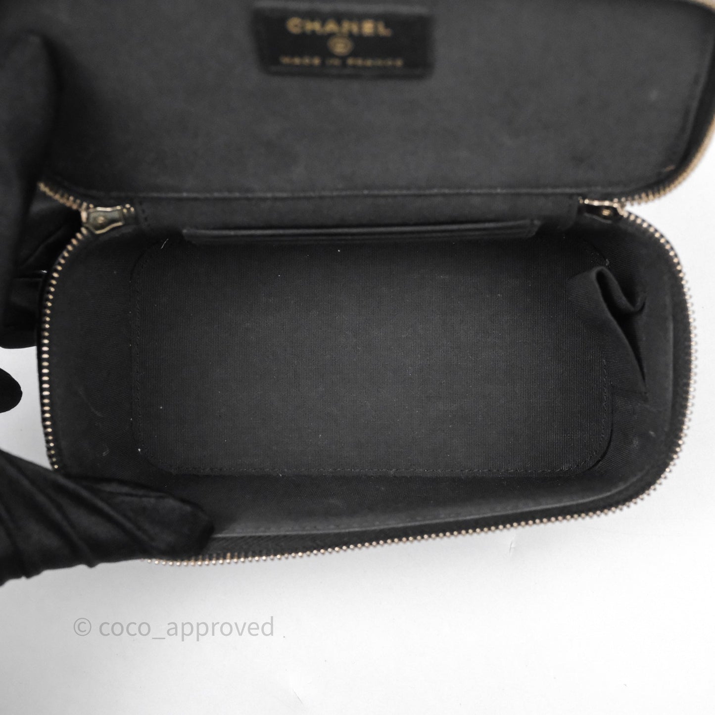 Chanel Vanity Rectangular Top Handle Black Lambskin Gold Hardware