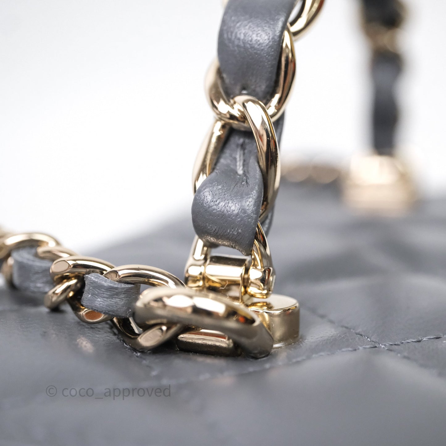 Chanel Vanity Rectangular Top Handle Grey Lambskin Gold Hardware