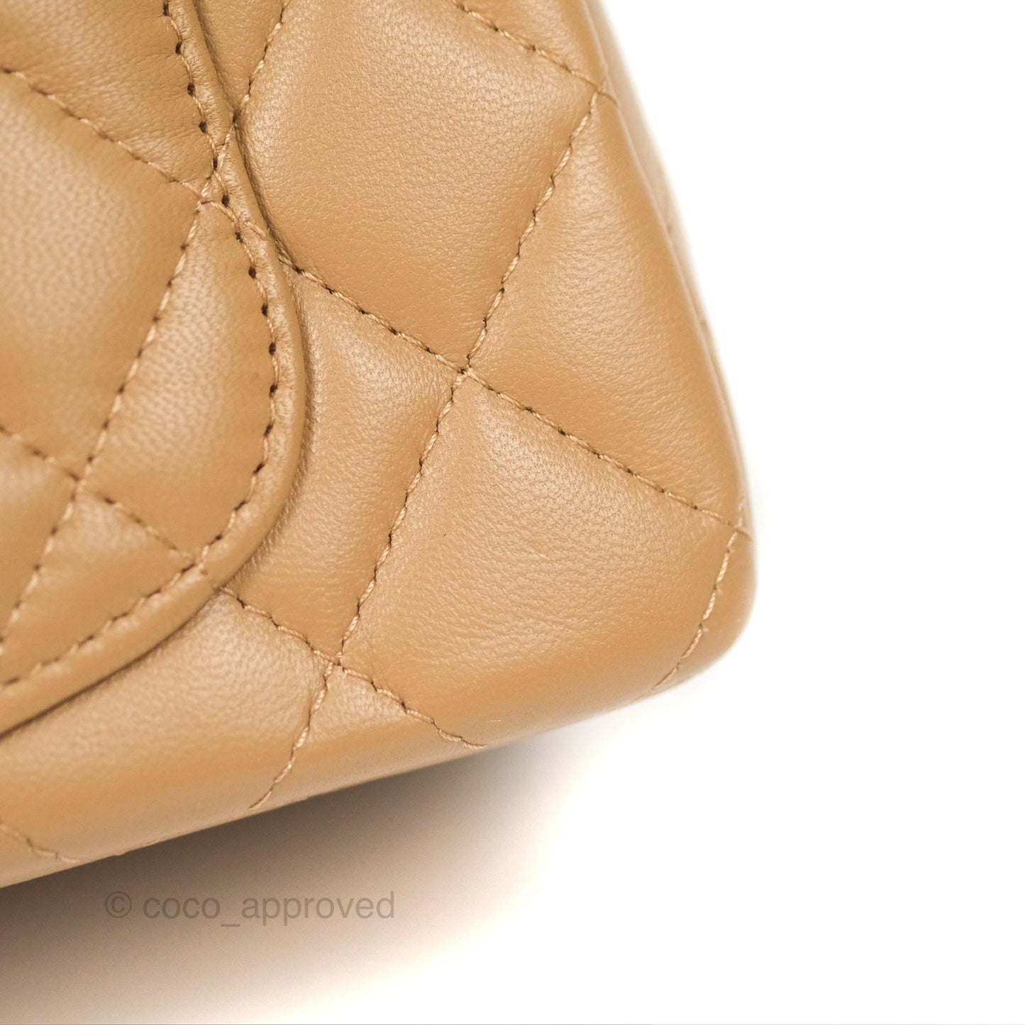 Chanel Top Handle Mini Rectangular Flap Bag Beige Lambskin Aged Gold Hardware