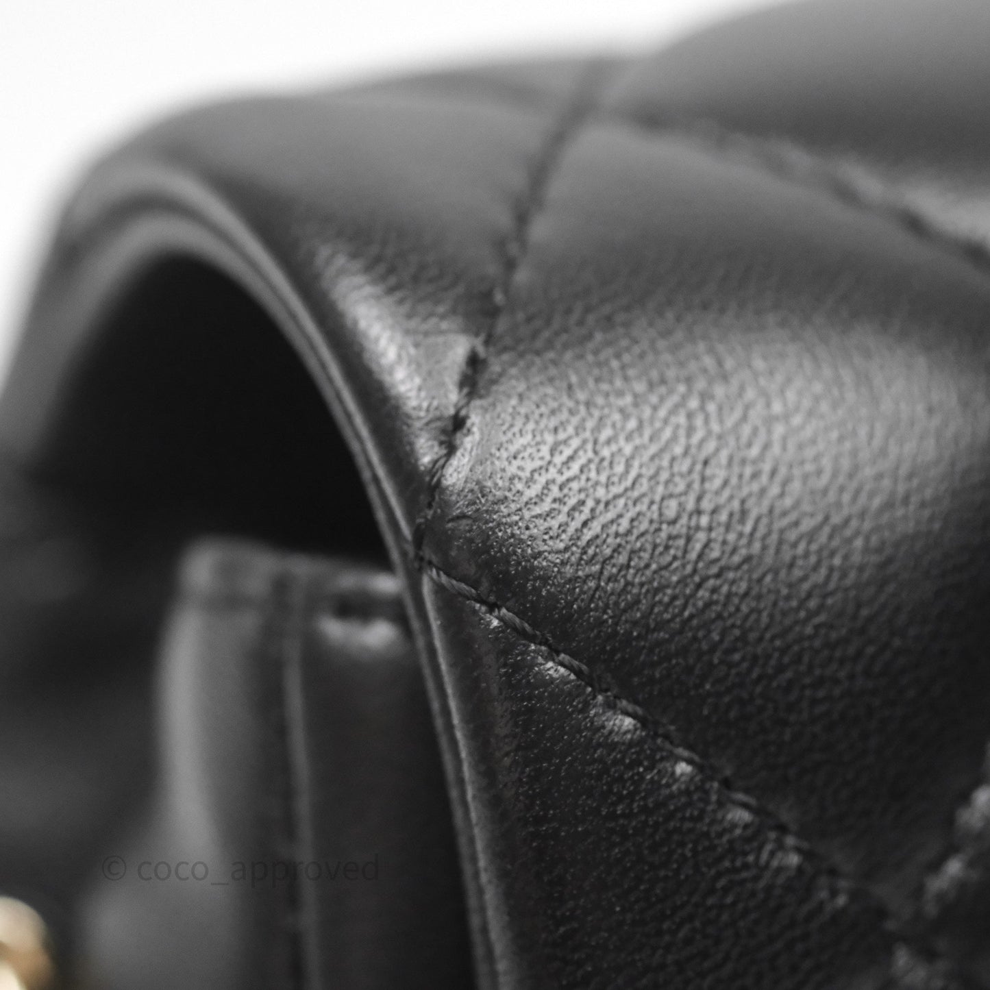 Chanel Logo Pearl Chain Flap Bag Black Lambskin Gold Hardware