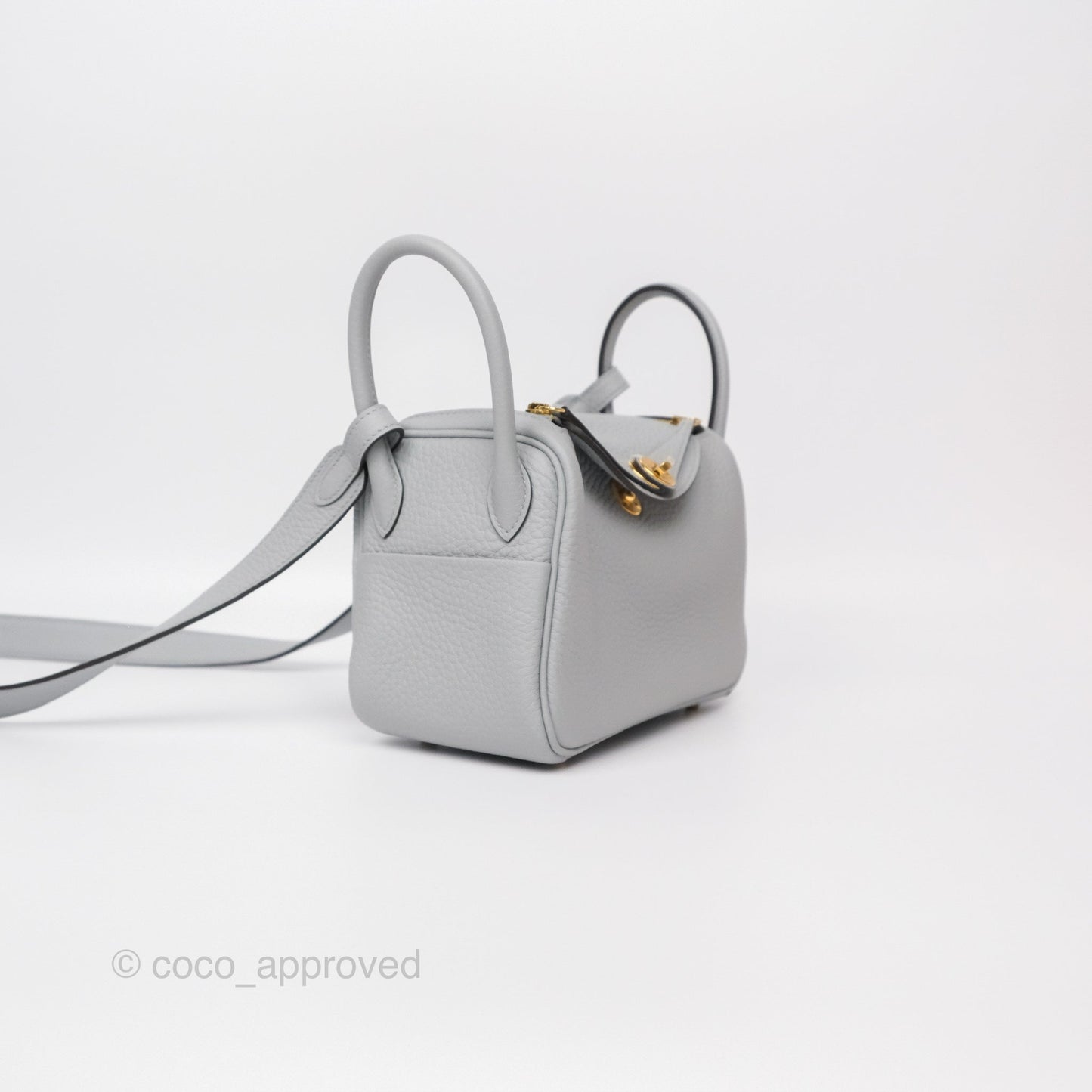 Hermès Mini Lindy 20 Blue Glacier 8U Clemence Gold Hardware