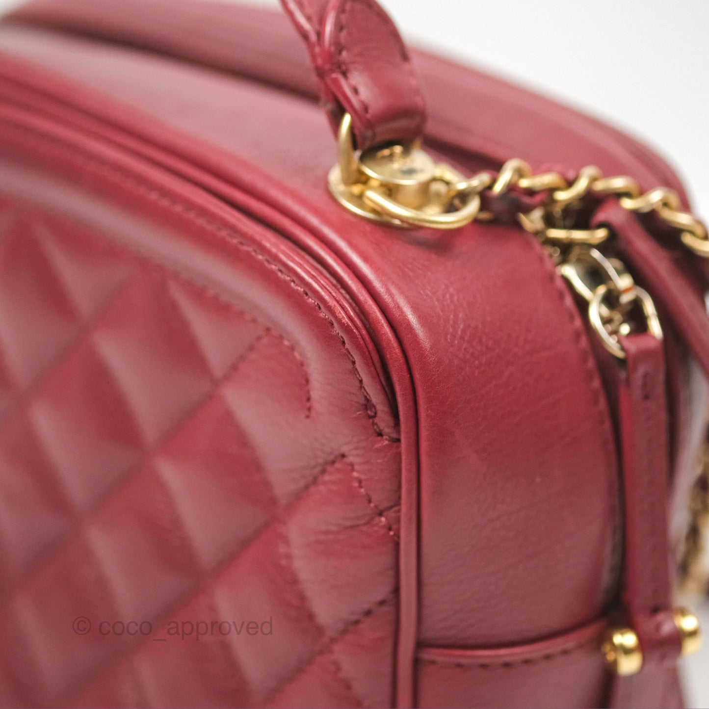 Chanel Quilted CC Small Vanity Case Dark Red Calfskin