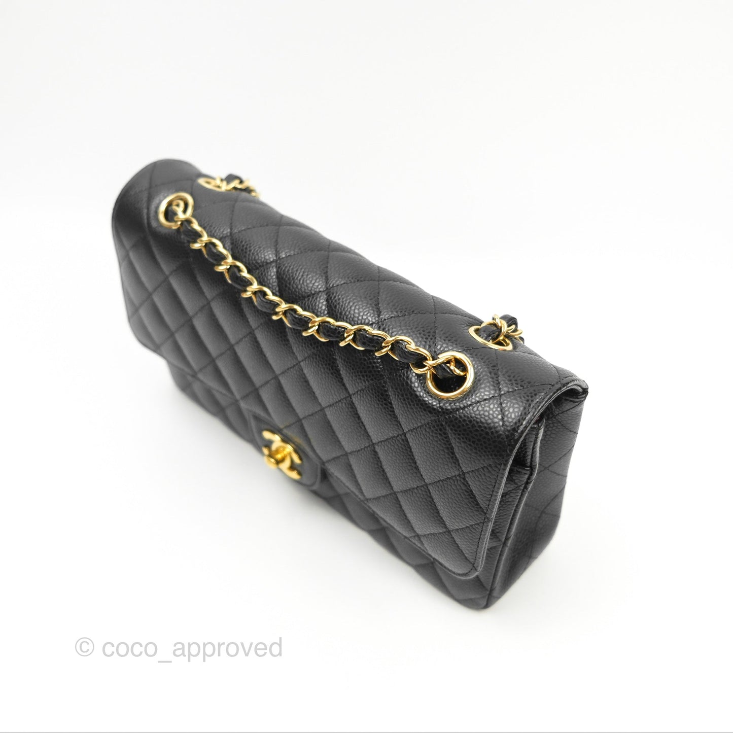 Chanel Classic M/L Medium Flap Quilted Black Caviar Gold Hardware