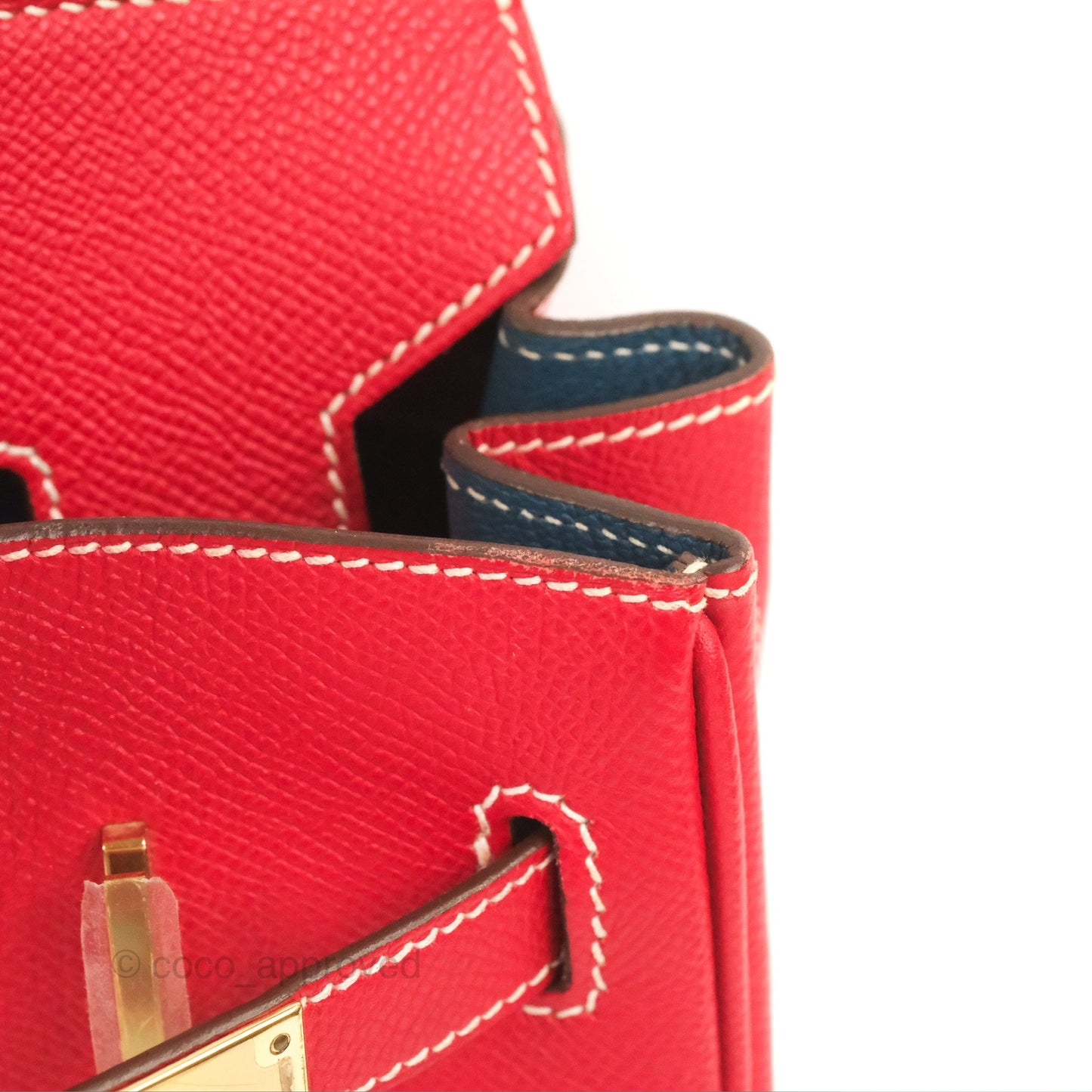 Hermès Candy Birkin 30 Rouge Casque/Blue Thalassa Epsom Permabrass Hardware