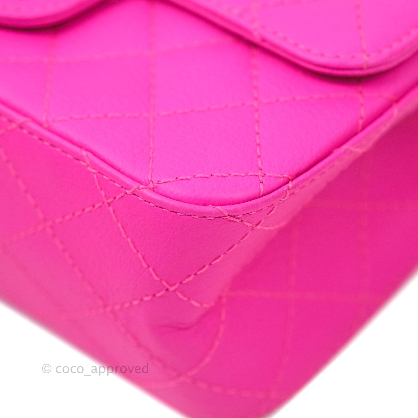 Chanel Mini Reissue 224 Fuchsia Neon Pink Goatskin Silver Hardware