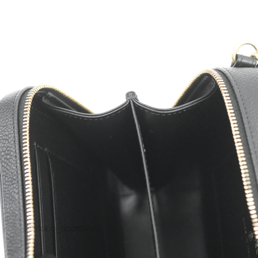 Chanel CC Filigree Vanity Clutch With Chain Caviar Black Aged Gold Hardware