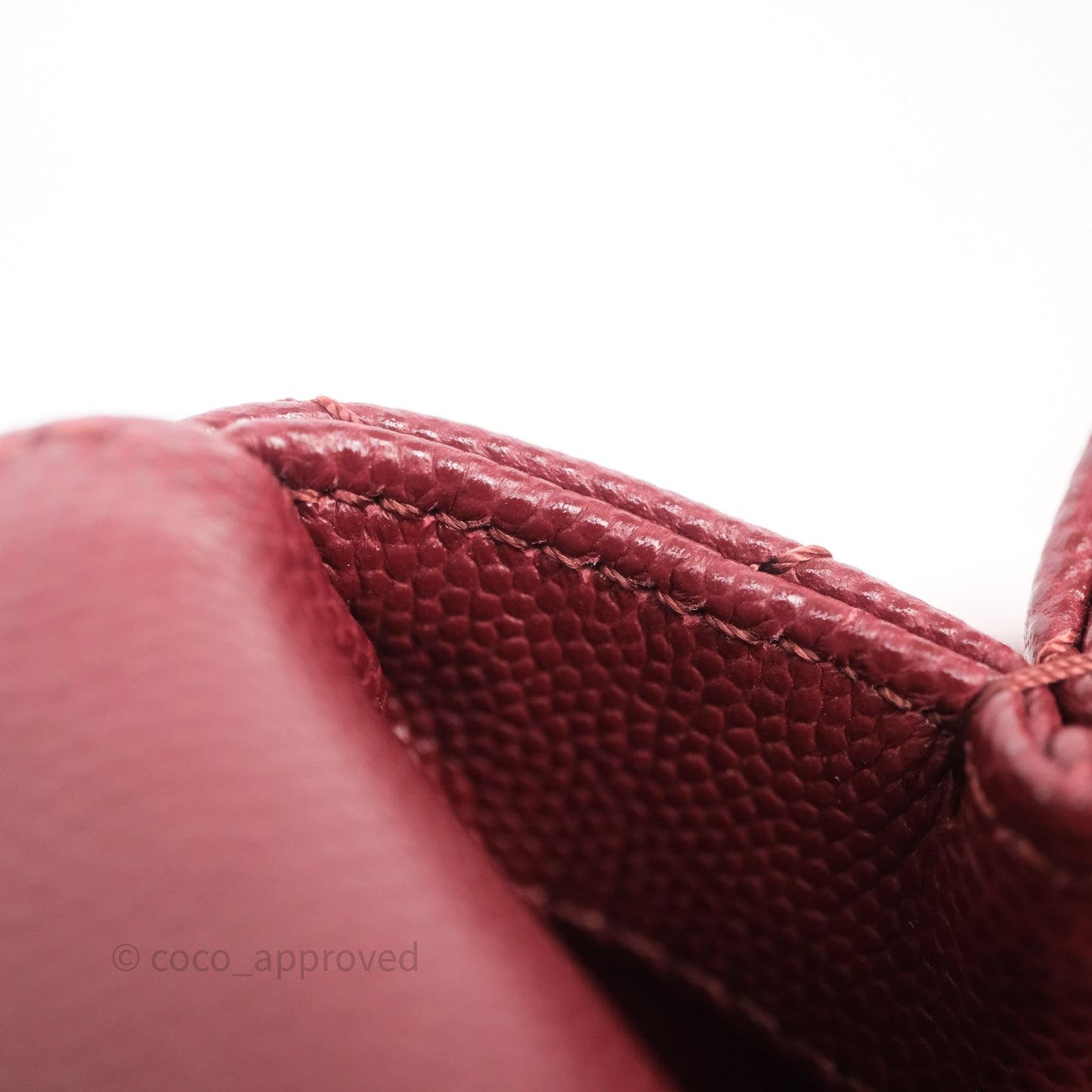 Chanel Small Coco Handle Quilted Red Burgundy Caviar Gold Hardware