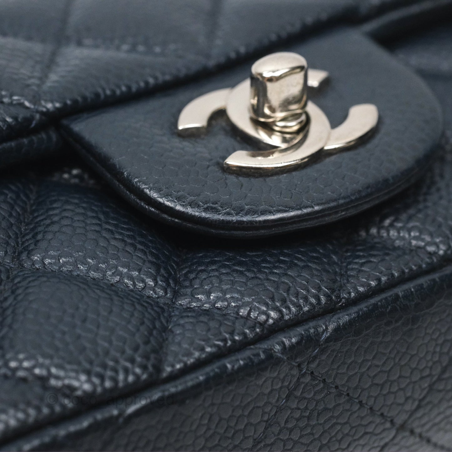 Chanel Quilted Extra Mini Rectangular Flap Dark Navy Caviar Silver Hardware