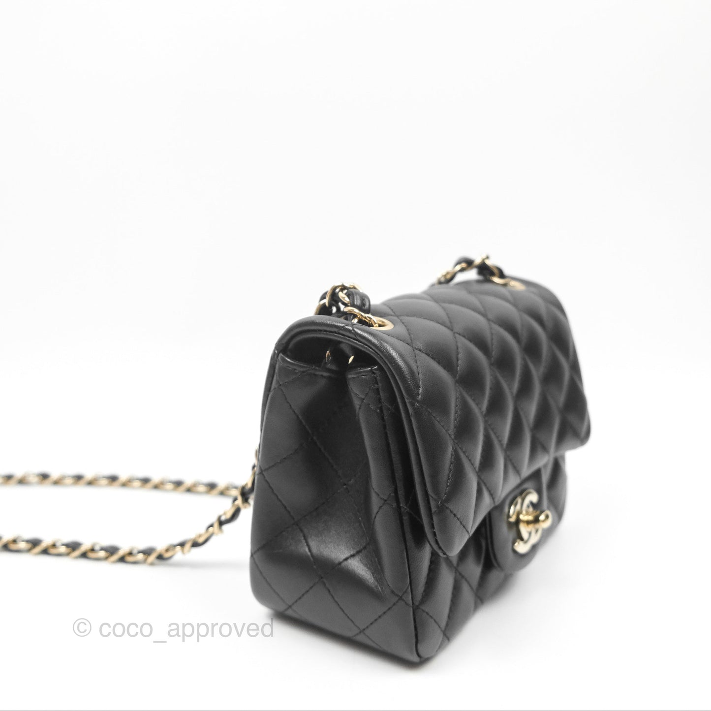 Chanel Mini Square Quilted Black Lambskin Gold Hardware