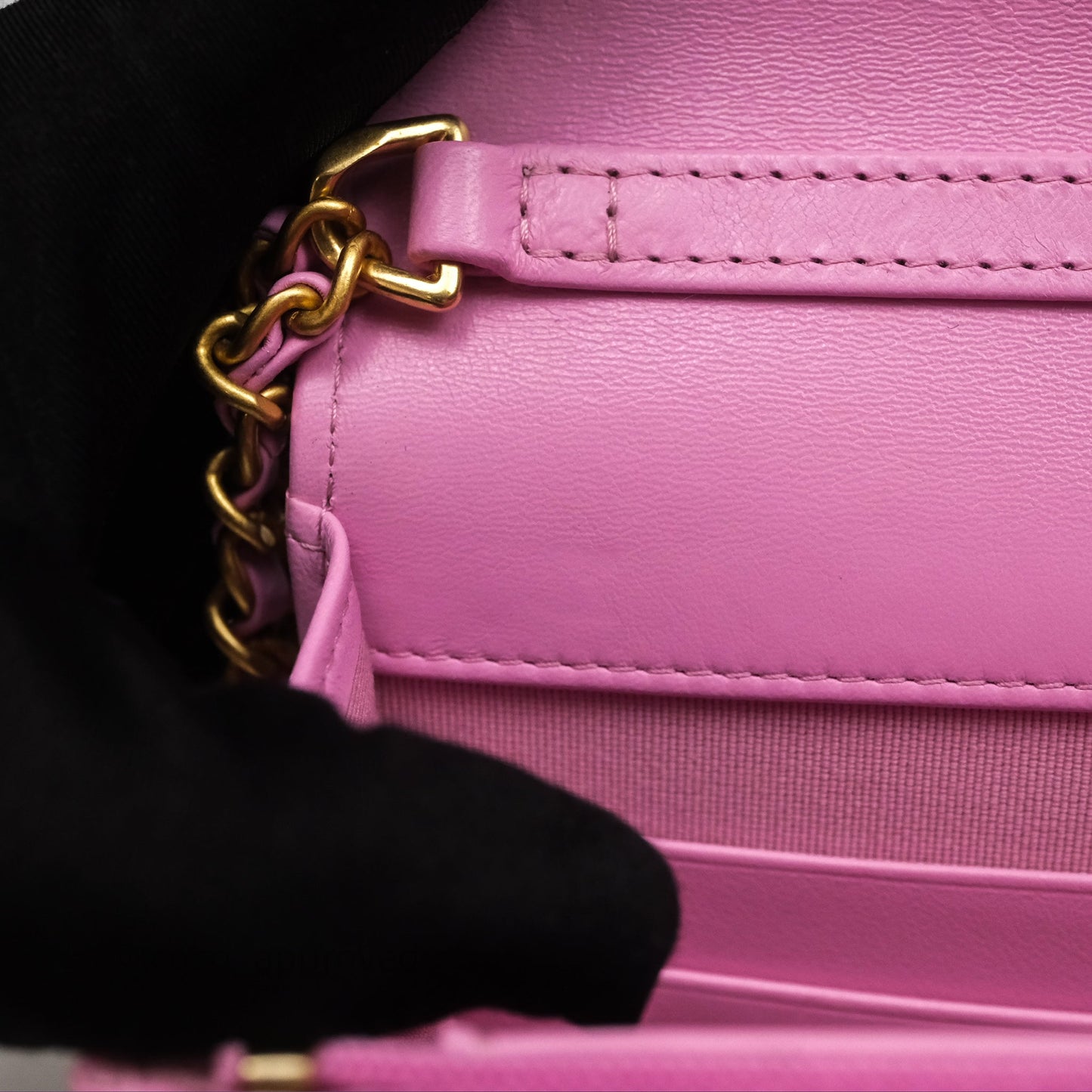 Chanel CC Chain Wallet On Chain WOC Pink Lambskin Aged Gold Hardware