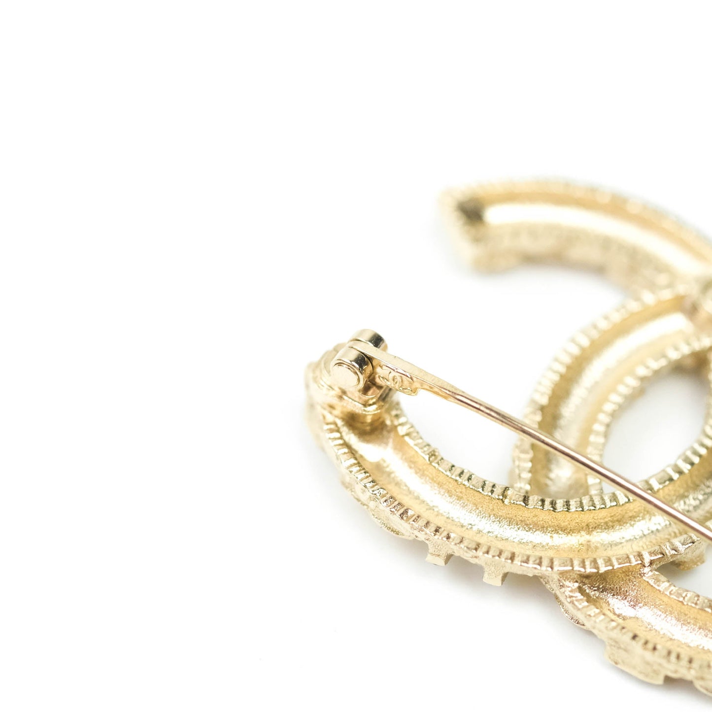 Chanel CC Logo Rhinestone Brooch Gold Tone 21P