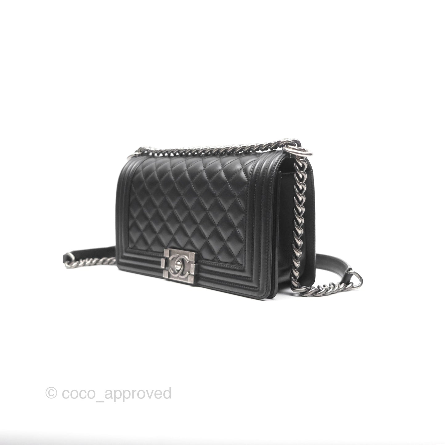 Chanel Medium Boy Quilted Black Lambskin Ruthenium Hardware