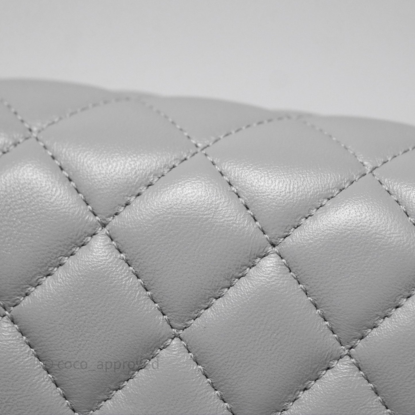 Chanel Mini Square Pearl Crush Quilted Grey Lambskin Aged Gold Hardware