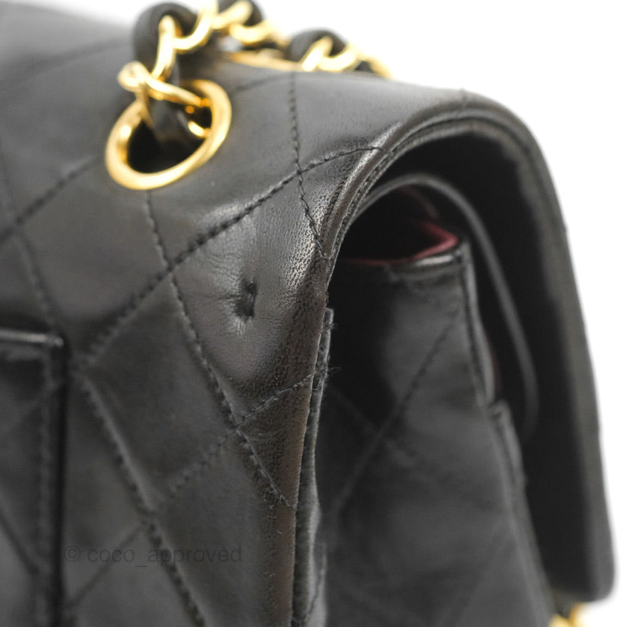 Chanel Classic Vintage Medium Flap Black Lambskin 24K Gold Hardware