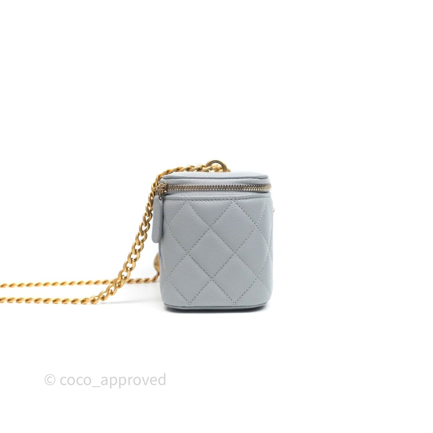 Chanel Heart Crush Vanity With Chain Grey Caviar Aged Gold Hardware