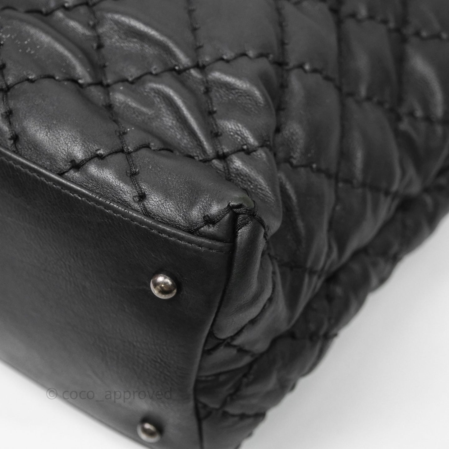 Chanel Ultimate Stitch Shopping Tote Black Calfskin Aged Silver Hardware