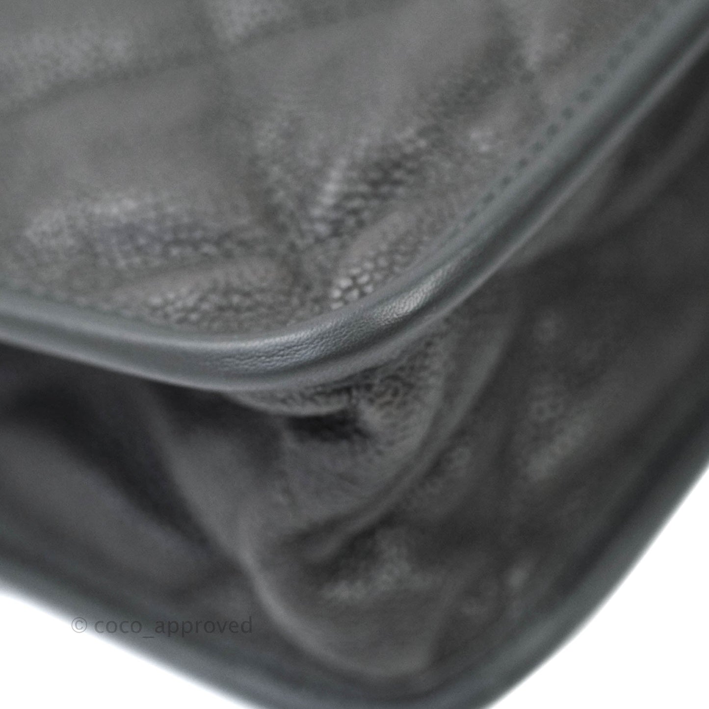 Chanel French Riviera Quilted Large Flap Bag Caviar Grey Silver Hardware