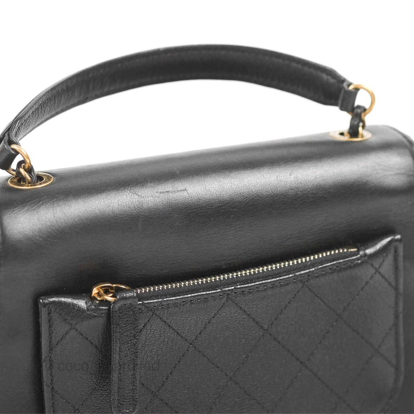 Chanel Small Coco Curve Flap Black Goatskin Antique Gold Hardware