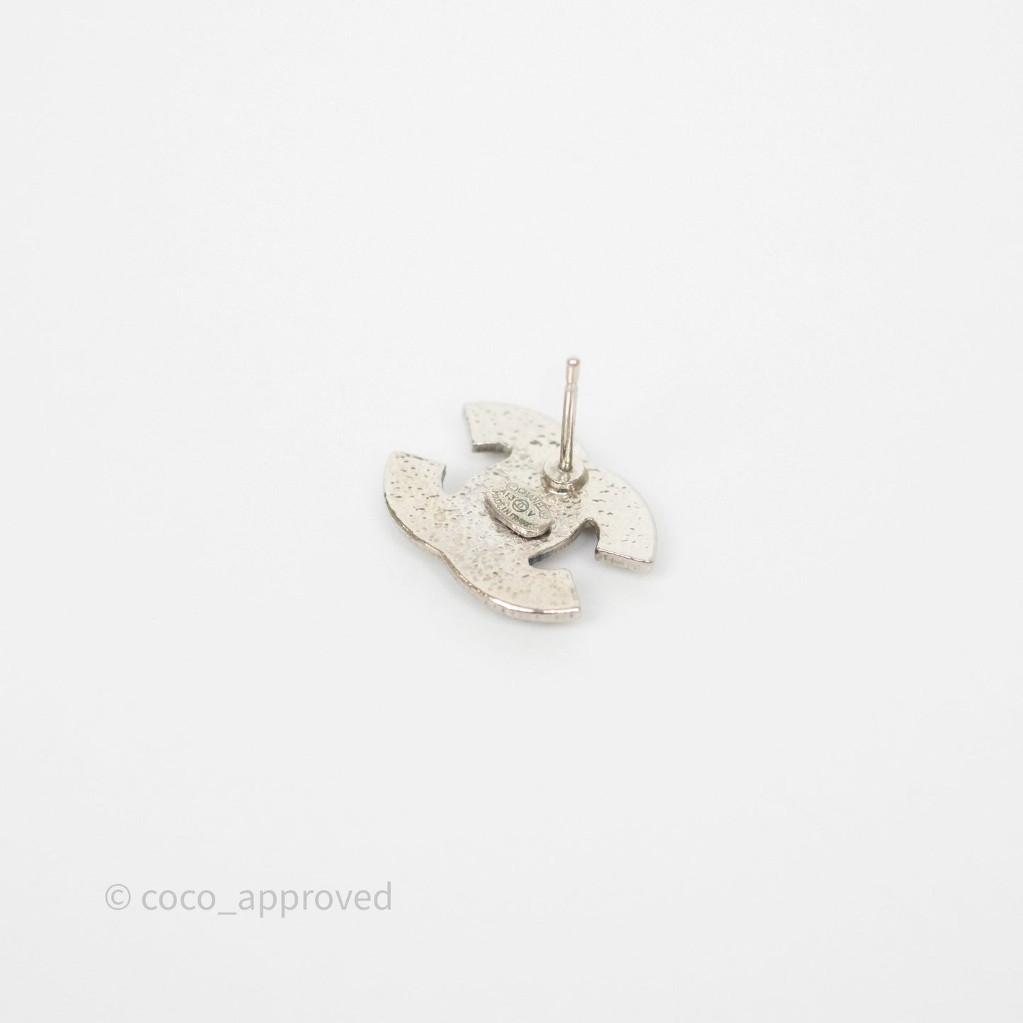 Chanel CC Crystals Earrings Silver Tone 13V