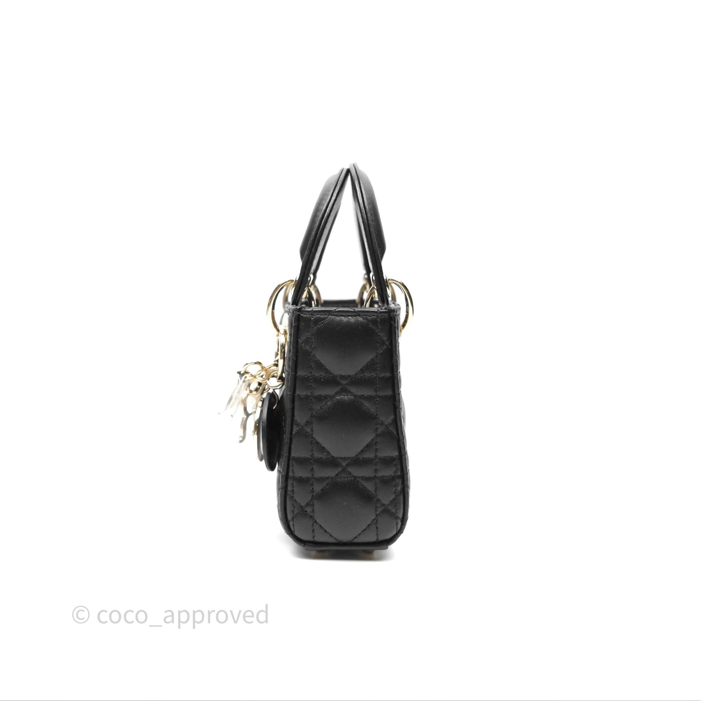 Christian Dior Micro Lady Dior Cannage Black Lambskin Gold Hardware